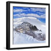 Italy, Umbria, Perugia District, Monti Sibillini Np, Norcia, Castelluccio Di Norcia in Winter.-Francesco Iacobelli-Framed Photographic Print