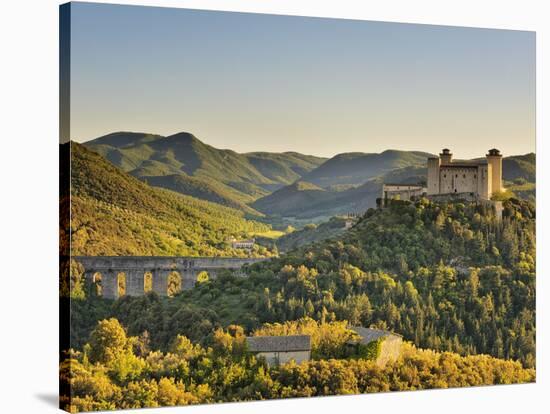 Italy, Umbria, Perugia District, Spoleto, Rocca Albornoz and Ponte Delle Torri-Francesco Iacobelli-Stretched Canvas