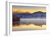 Italy, Umbria, Terni District, Piediluco Lake. Piediluco Village and Labro Village at Dawn.-Francesco Iacobelli-Framed Photographic Print