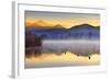 Italy, Umbria, Terni District, Piediluco Lake. Piediluco Village and Labro Village at Dawn.-Francesco Iacobelli-Framed Photographic Print