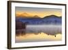 Italy, Umbria, Terni District, Piediluco Lake. Piediluco Village and Labro Village at Dawn.-Francesco Iacobelli-Framed Photographic Print