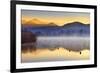 Italy, Umbria, Terni District, Piediluco Lake. Piediluco Village and Labro Village at Dawn.-Francesco Iacobelli-Framed Photographic Print