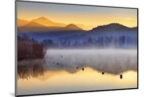 Italy, Umbria, Terni District, Piediluco Lake. Piediluco Village and Labro Village at Dawn.-Francesco Iacobelli-Mounted Photographic Print