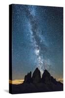 Italy, Veneto, Dolomites, Milky Way Above the Three Peaks of the Lavaredo-Samuel Pradetto-Stretched Canvas