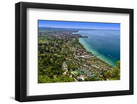 Italy, Veneto, Lake Garda, Bardolino, Townscape, Lakeside, View from Mesa Rocca Vecchia-Udo Siebig-Framed Photographic Print