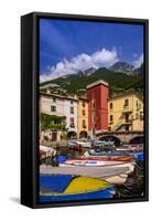 Italy, Veneto, Lake Garda, Cassone Di Malcesine, Harbour Against Monte Baldo-Udo Siebig-Framed Stretched Canvas