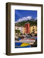 Italy, Veneto, Lake Garda, Cassone Di Malcesine, Harbour Against Monte Baldo-Udo Siebig-Framed Photographic Print