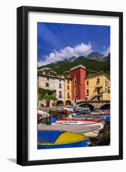 Italy, Veneto, Lake Garda, Cassone Di Malcesine, Harbour Against Monte Baldo-Udo Siebig-Framed Photographic Print