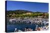 Italy, Veneto, Lake Garda, Garda, Harbour with Lakeside Promenade-Udo Siebig-Stretched Canvas