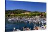 Italy, Veneto, Lake Garda, Garda, Harbour with Lakeside Promenade-Udo Siebig-Stretched Canvas