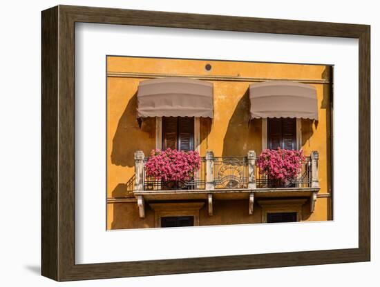 Italy, Veneto, Lake Garda, Garda, Lakeside Promenade, House Facade-Udo Siebig-Framed Photographic Print