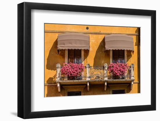 Italy, Veneto, Lake Garda, Garda, Lakeside Promenade, House Facade-Udo Siebig-Framed Photographic Print