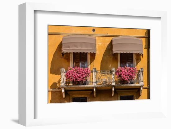Italy, Veneto, Lake Garda, Garda, Lakeside Promenade, House Facade-Udo Siebig-Framed Photographic Print