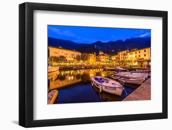 Italy, Veneto, Lake Garda, Malcesine, Harbour Against Monte Baldo-Udo Siebig-Framed Photographic Print