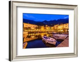 Italy, Veneto, Lake Garda, Malcesine, Harbour Against Monte Baldo-Udo Siebig-Framed Photographic Print