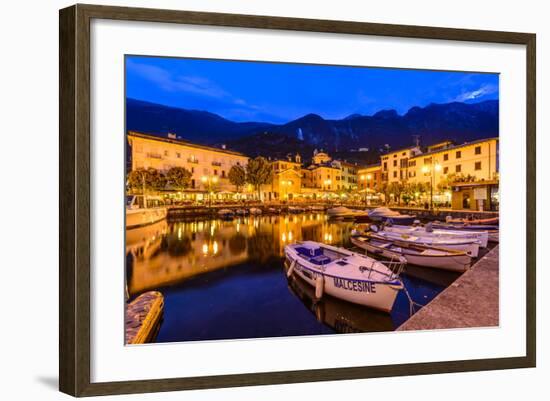 Italy, Veneto, Lake Garda, Malcesine, Harbour Against Monte Baldo-Udo Siebig-Framed Photographic Print