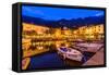 Italy, Veneto, Lake Garda, Malcesine, Harbour Against Monte Baldo-Udo Siebig-Framed Stretched Canvas