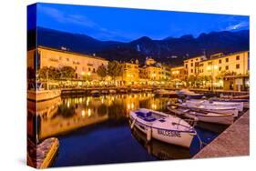 Italy, Veneto, Lake Garda, Malcesine, Harbour Against Monte Baldo-Udo Siebig-Stretched Canvas