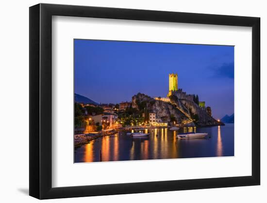 Italy, Veneto, Lake Garda, Malcesine, Townscape with Scaliger Castle-Udo Siebig-Framed Photographic Print