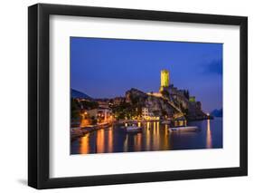 Italy, Veneto, Lake Garda, Malcesine, Townscape with Scaliger Castle-Udo Siebig-Framed Photographic Print