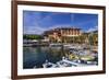Italy, Veneto, Lake Garda, Torri Del Benaco, Harbour, Albergo Gardesana-Udo Siebig-Framed Photographic Print