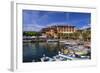 Italy, Veneto, Lake Garda, Torri Del Benaco, Harbour, Albergo Gardesana-Udo Siebig-Framed Photographic Print