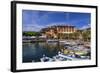 Italy, Veneto, Lake Garda, Torri Del Benaco, Harbour, Albergo Gardesana-Udo Siebig-Framed Photographic Print