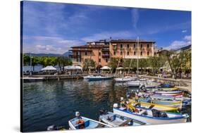 Italy, Veneto, Lake Garda, Torri Del Benaco, Harbour, Albergo Gardesana-Udo Siebig-Stretched Canvas