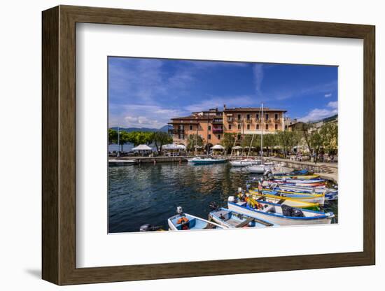 Italy, Veneto, Lake Garda, Torri Del Benaco, Harbour, Albergo Gardesana-Udo Siebig-Framed Photographic Print