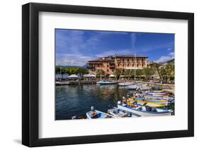 Italy, Veneto, Lake Garda, Torri Del Benaco, Harbour, Albergo Gardesana-Udo Siebig-Framed Photographic Print