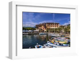 Italy, Veneto, Lake Garda, Torri Del Benaco, Harbour, Albergo Gardesana-Udo Siebig-Framed Photographic Print