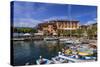 Italy, Veneto, Lake Garda, Torri Del Benaco, Harbour, Albergo Gardesana-Udo Siebig-Stretched Canvas