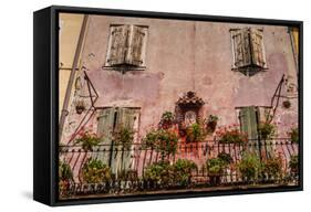 Italy, Veneto, Lake Garda, Torri Del Benaco, Old Town, House Facade, Madonna-Udo Siebig-Framed Stretched Canvas