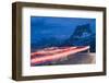 Italy, Veneto, Mountains, Streets, Light-Tracks, Twilight-Rainer Mirau-Framed Photographic Print