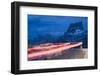 Italy, Veneto, Mountains, Streets, Light-Tracks, Twilight-Rainer Mirau-Framed Photographic Print