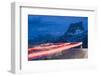 Italy, Veneto, Mountains, Streets, Light-Tracks, Twilight-Rainer Mirau-Framed Photographic Print