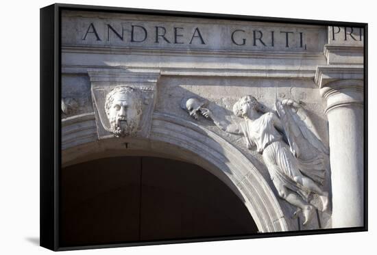 Italy, Veneto, Padua. Detail of Sculpture on Facade.-Ken Scicluna-Framed Stretched Canvas