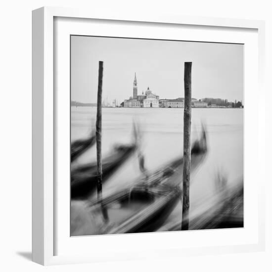 Italy, Veneto, Venezia District, Venice. San Giorgio Maggiore. Gondolas.-Francesco Iacobelli-Framed Photographic Print