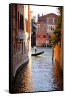 Italy, Veneto, Venice. a Gondolier Rowing His Gondola on the Grand Canal. Unesco-Ken Scicluna-Framed Stretched Canvas