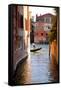 Italy, Veneto, Venice. a Gondolier Rowing His Gondola on the Grand Canal. Unesco-Ken Scicluna-Framed Stretched Canvas