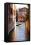 Italy, Veneto, Venice. a Gondolier Rowing His Gondola on the Grand Canal. Unesco-Ken Scicluna-Framed Stretched Canvas