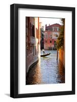 Italy, Veneto, Venice. a Gondolier Rowing His Gondola on the Grand Canal. Unesco-Ken Scicluna-Framed Photographic Print