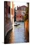 Italy, Veneto, Venice. a Gondolier Rowing His Gondola on the Grand Canal. Unesco-Ken Scicluna-Stretched Canvas