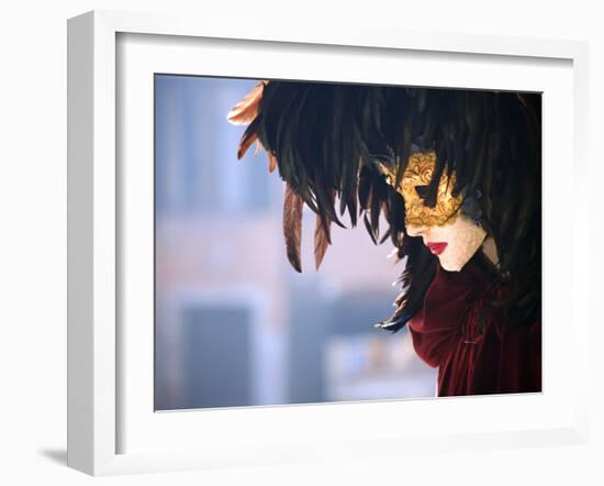 Italy, Veneto, Venice; a Venetian Mask on a Mannequin-Ken Sciclina-Framed Photographic Print
