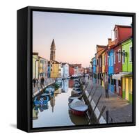 Italy, Veneto, Venice, Burano. Sunset in the Town-Matteo Colombo-Framed Stretched Canvas