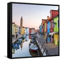 Italy, Veneto, Venice, Burano. Sunset in the Town-Matteo Colombo-Framed Stretched Canvas