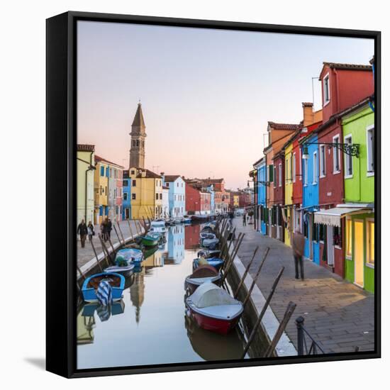 Italy, Veneto, Venice, Burano. Sunset in the Town-Matteo Colombo-Framed Stretched Canvas