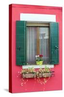 Italy, Veneto, Venice, Burano. Typical Window on a Colorful House-Matteo Colombo-Stretched Canvas