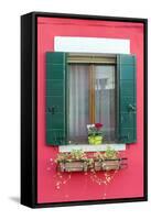 Italy, Veneto, Venice, Burano. Typical Window on a Colorful House-Matteo Colombo-Framed Stretched Canvas