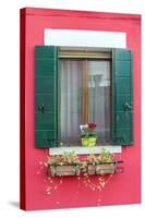 Italy, Veneto, Venice, Burano. Typical Window on a Colorful House-Matteo Colombo-Stretched Canvas